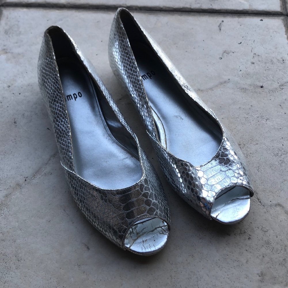 Impo silver faux snake skin ballet flats
